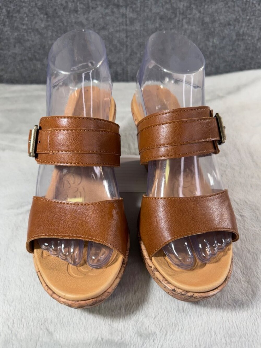 b.o.c. by Born Womens Brown Slide Sandals Wedge Heels Size 8M